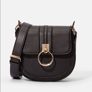 JustFab Saddle Up Black Crossbody Bag